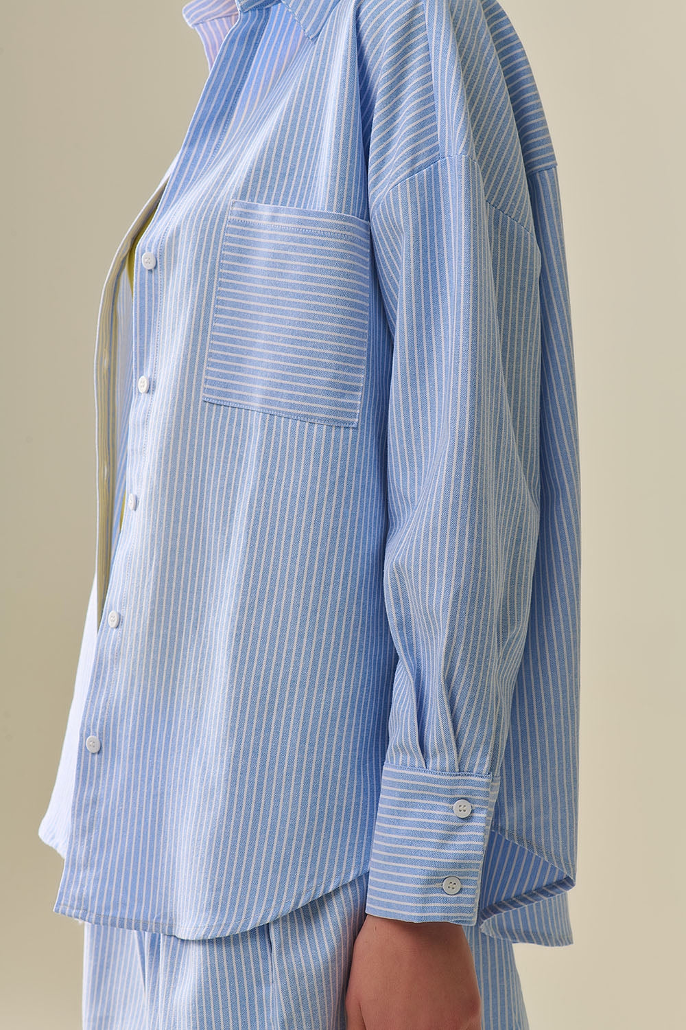 White Striped Buttoned Shirt In Blue