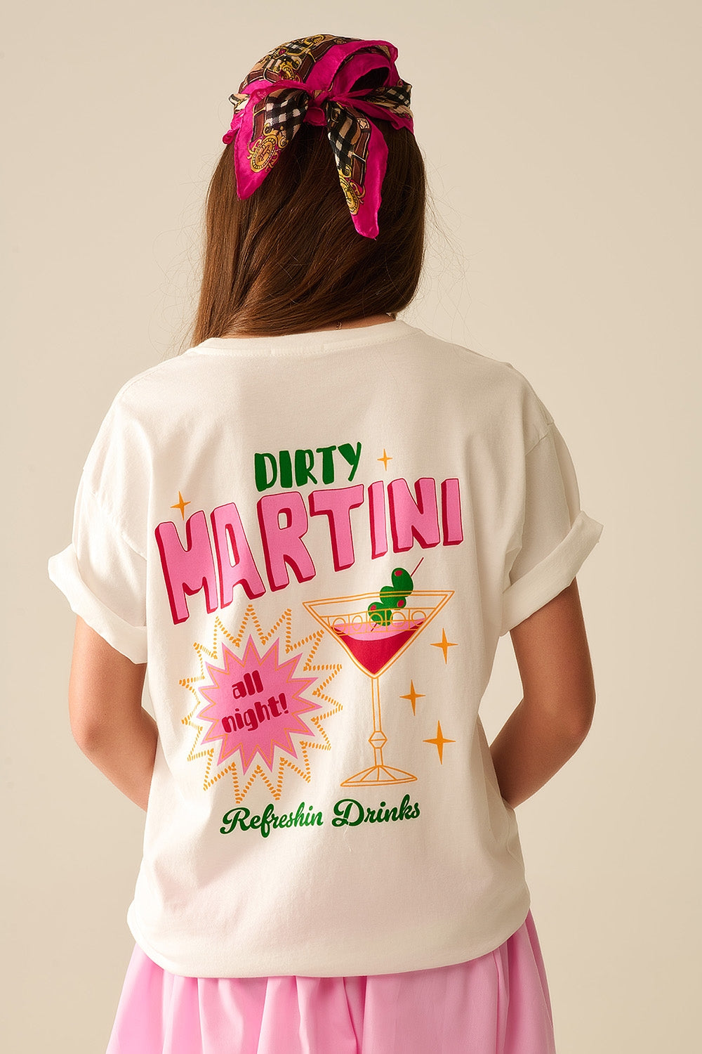 white t-shirt made in Italy with a Martini graphic logo - T-Shirts