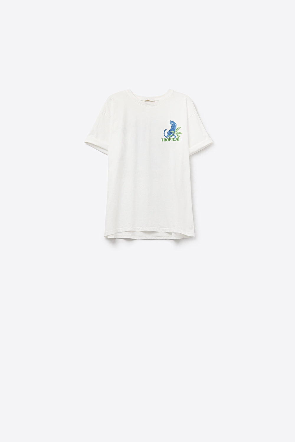 White t-shirt made in Italy with tropical graphic print - T-Shirts