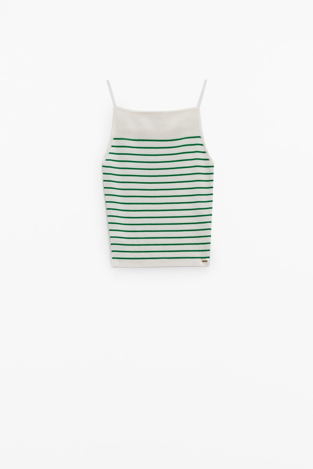 White top with green stripes and thin straps - Tops