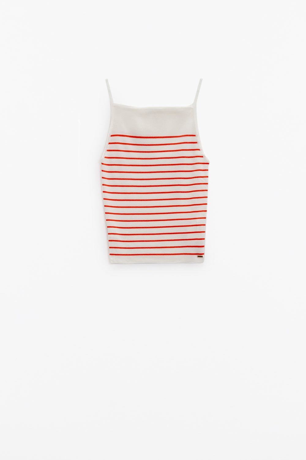 White top with orange stripes and thin straps - Tops