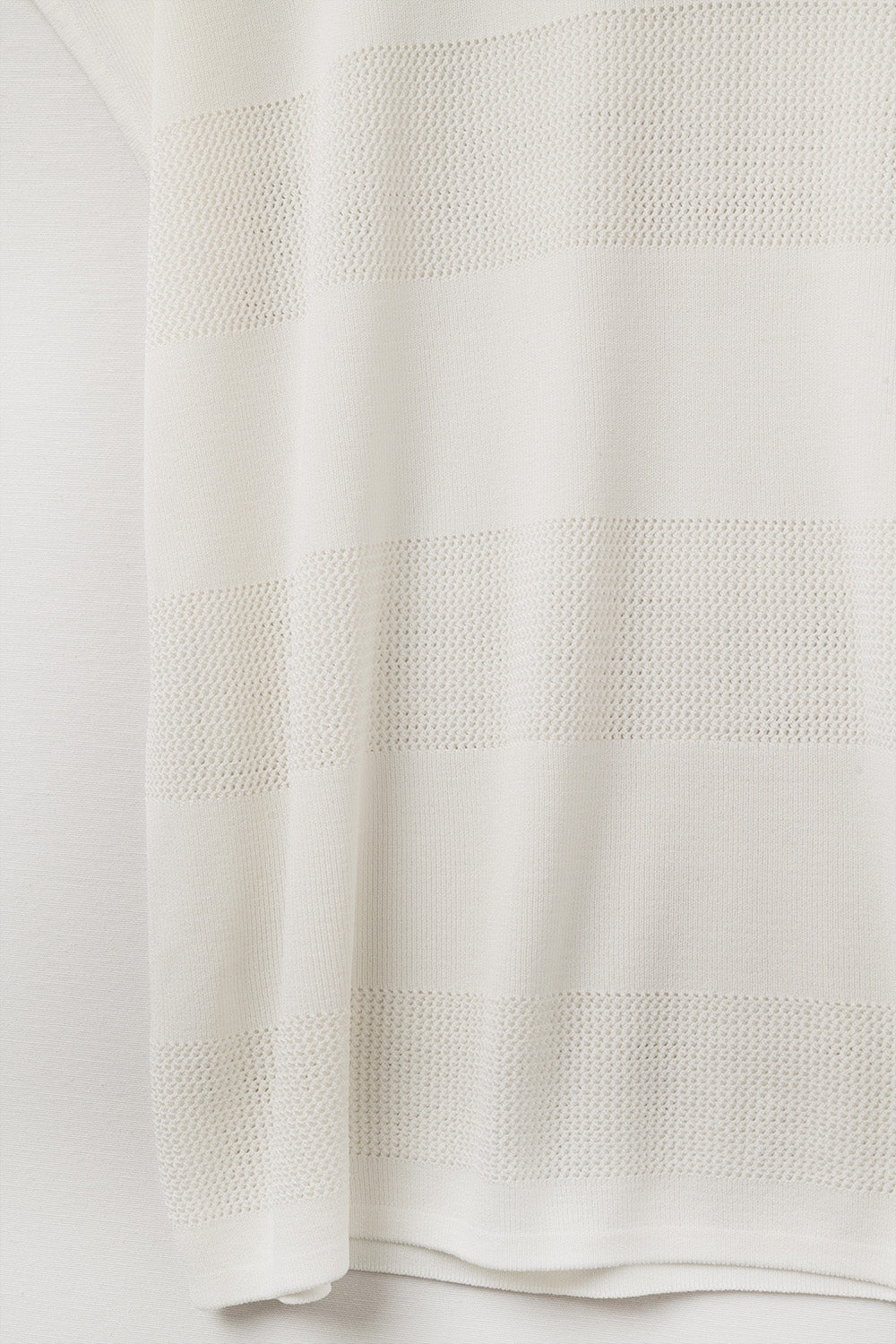 White V-neck knit sweater with open stitch detail - Jumpers