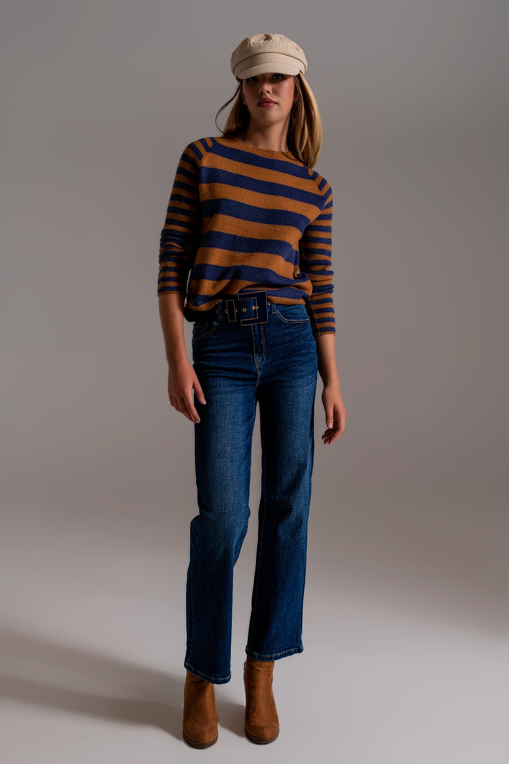 Wide Leg Jeans With Hem Detail in Dark Wash Q2 Jeans BoutiqueLua