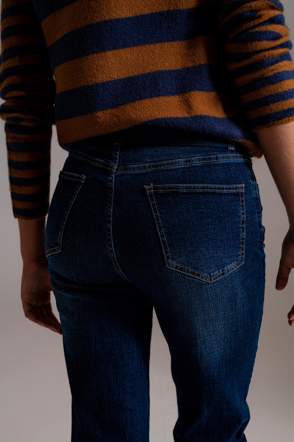 Wide Leg Jeans With Hem Detail in Dark Wash Q2 Jeans BoutiqueLua