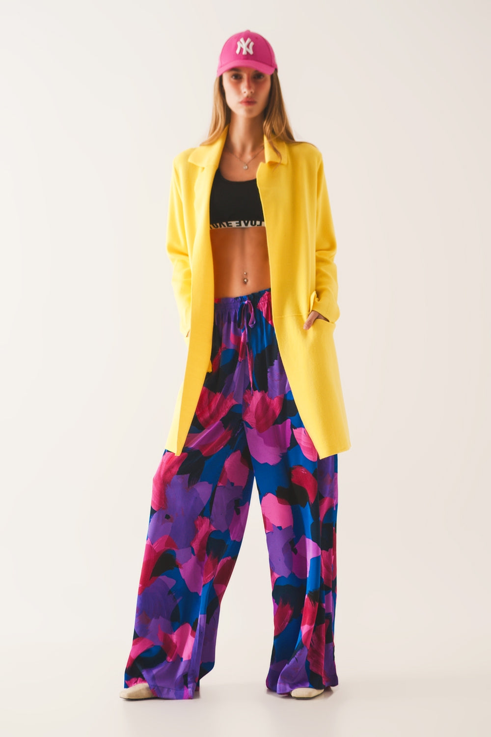Wide leg pants in purple floral Q2 Pants BoutiqueLua