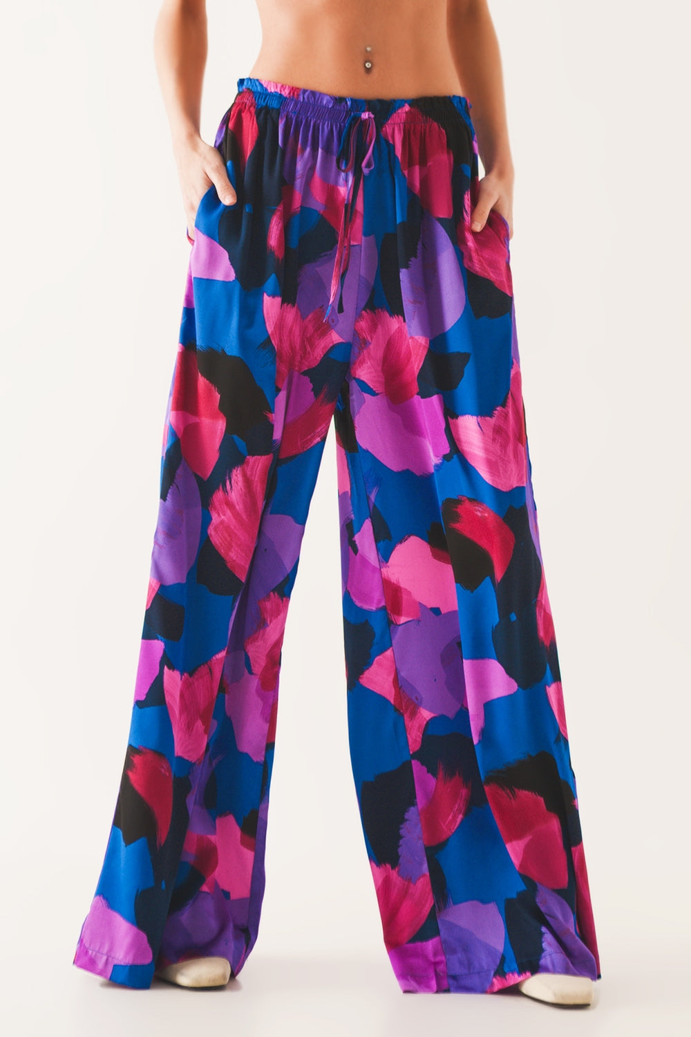 Wide leg pants in purple floral Q2 Pants BoutiqueLua
