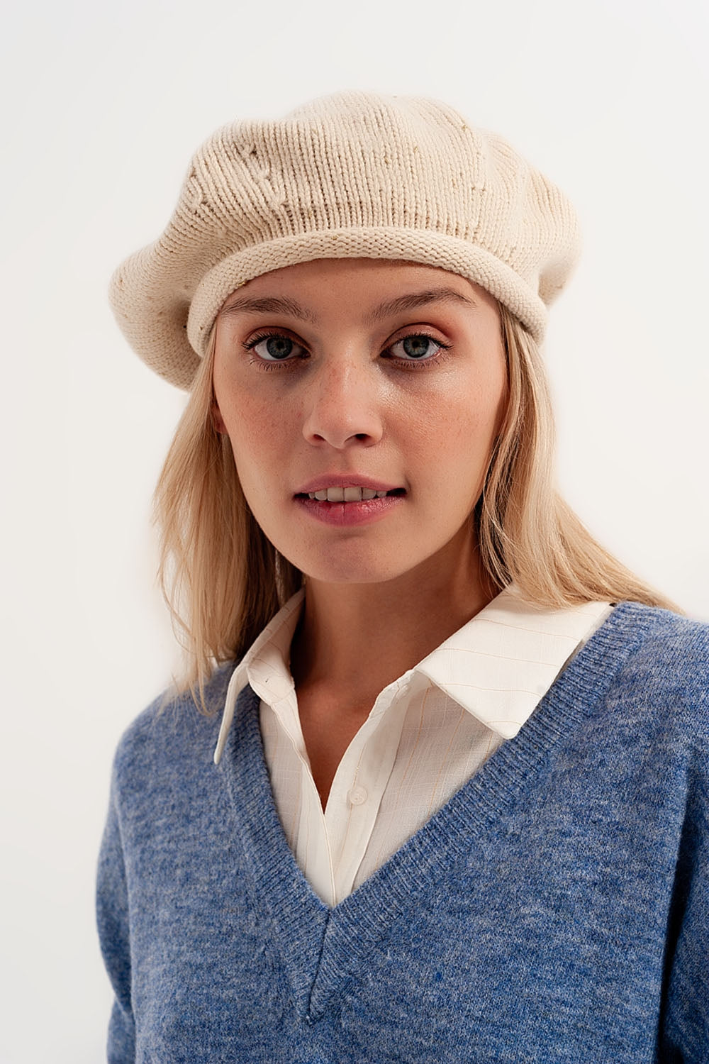 Wool beret in beige - Berets
