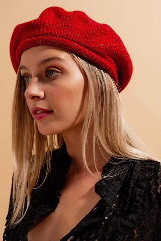 Béret en laine rouge