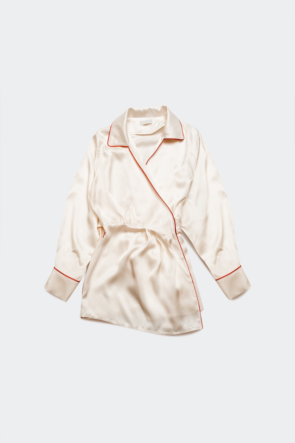 Wrap satin shirt in cream - Shirts