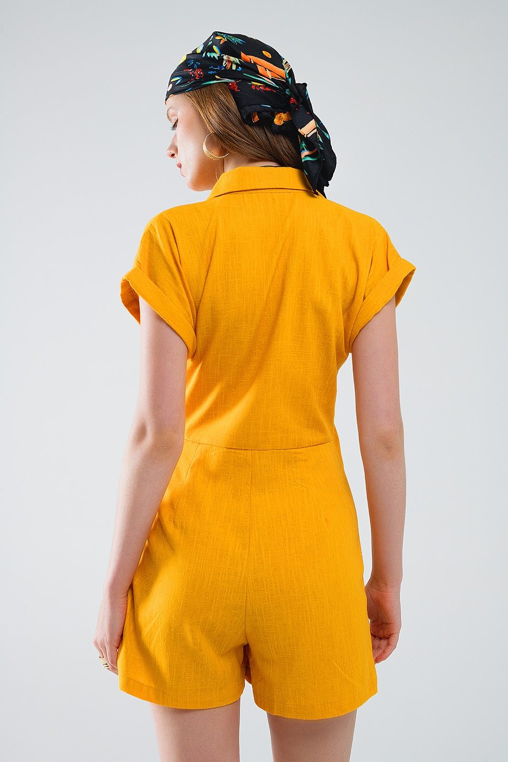 Yellow playsuit with Tie Closing at the Side - Dresses