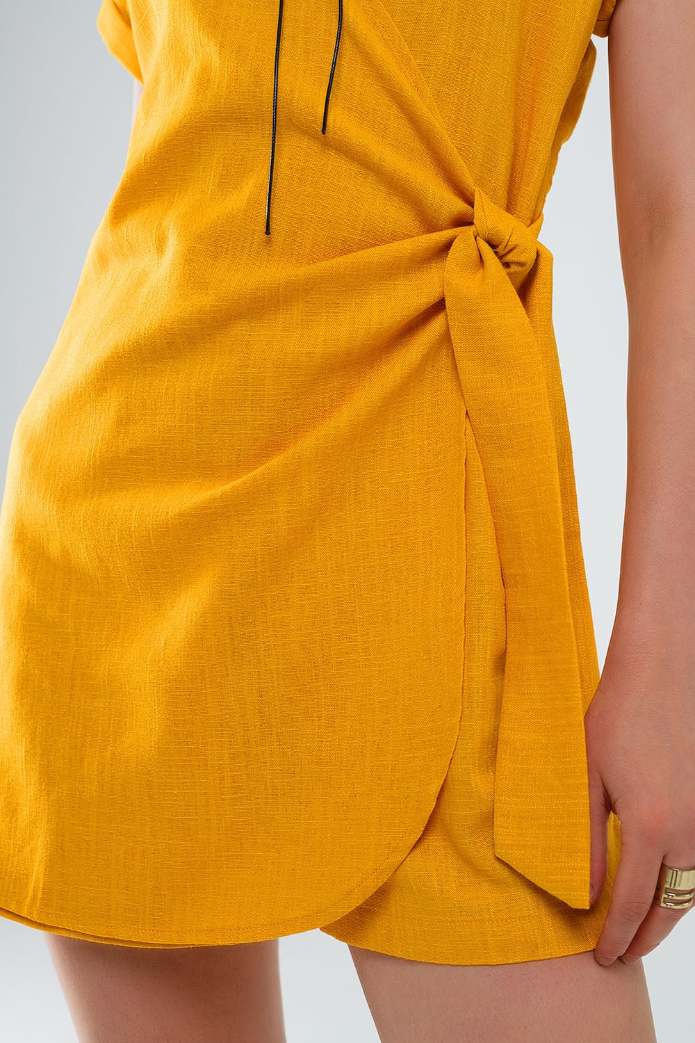 Yellow playsuit with Tie Closing at the Side - Dresses