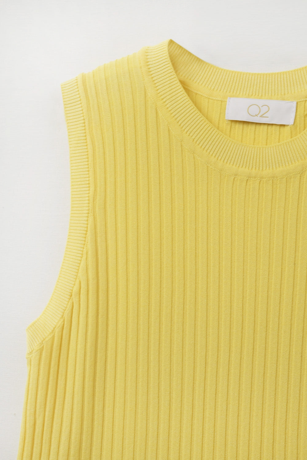 Yellow Sleeveless Ribbed Knit Top - Sweaters
