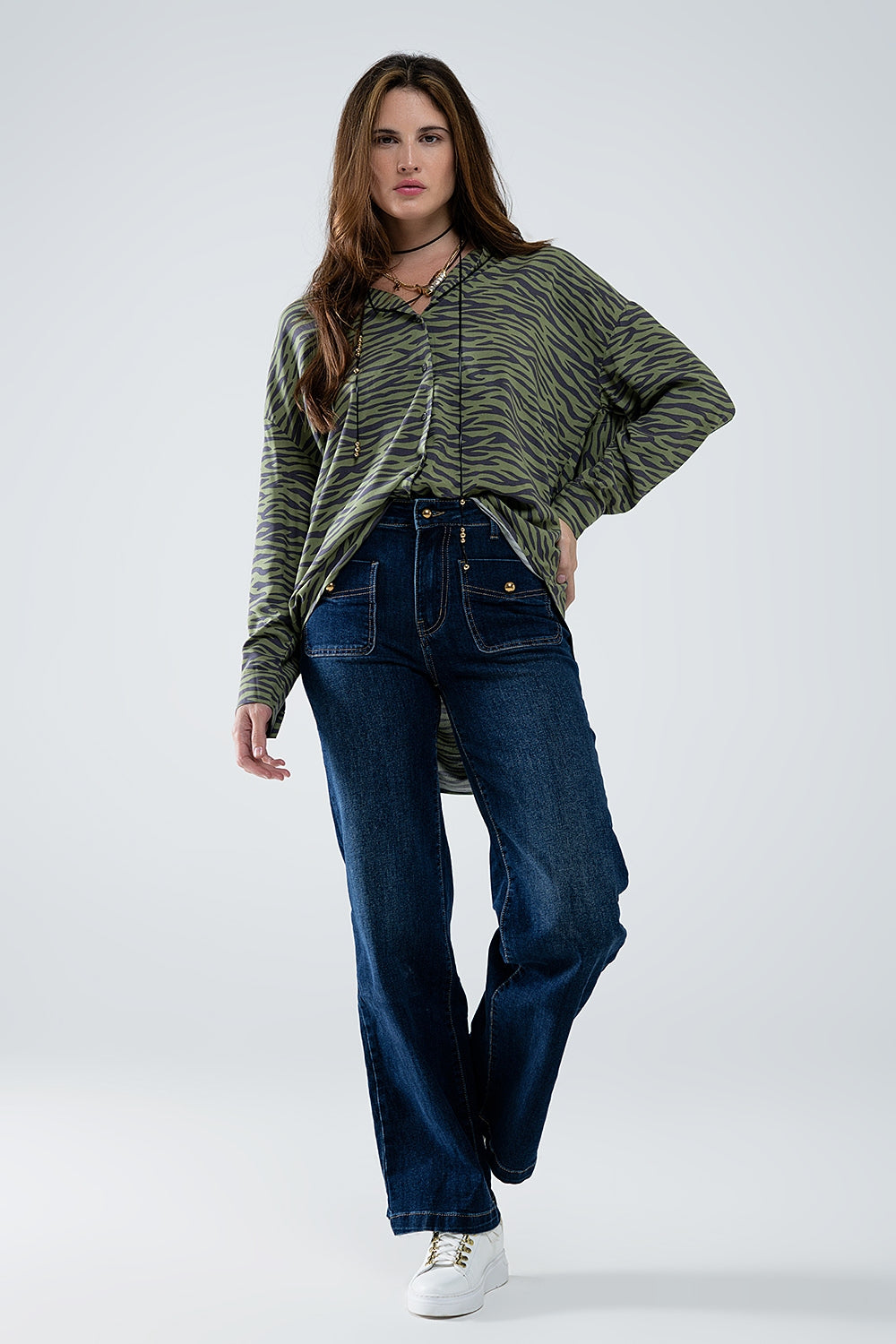 Zebra Printed Shirt in Green