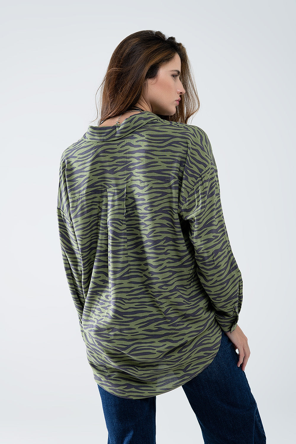 Zebra Printed Shirt in Green