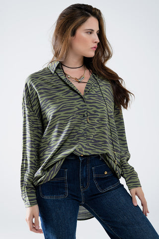 Zebra Printed Shirt in Green