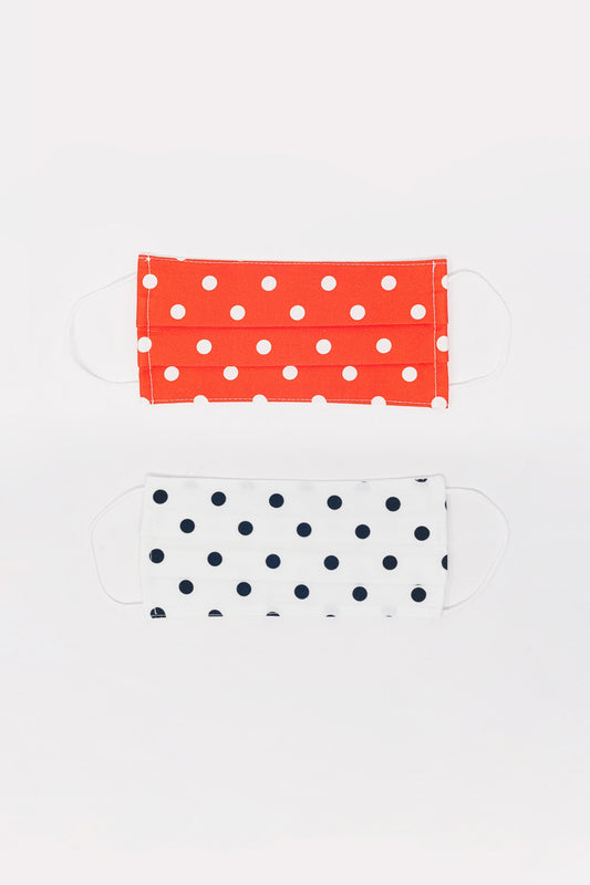 2 PACK Polka Dot white and red Mask - Face Masks