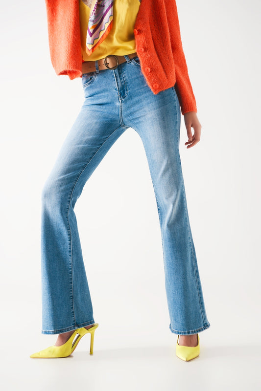 70s high flare jeans in light wash stretch - Jeans