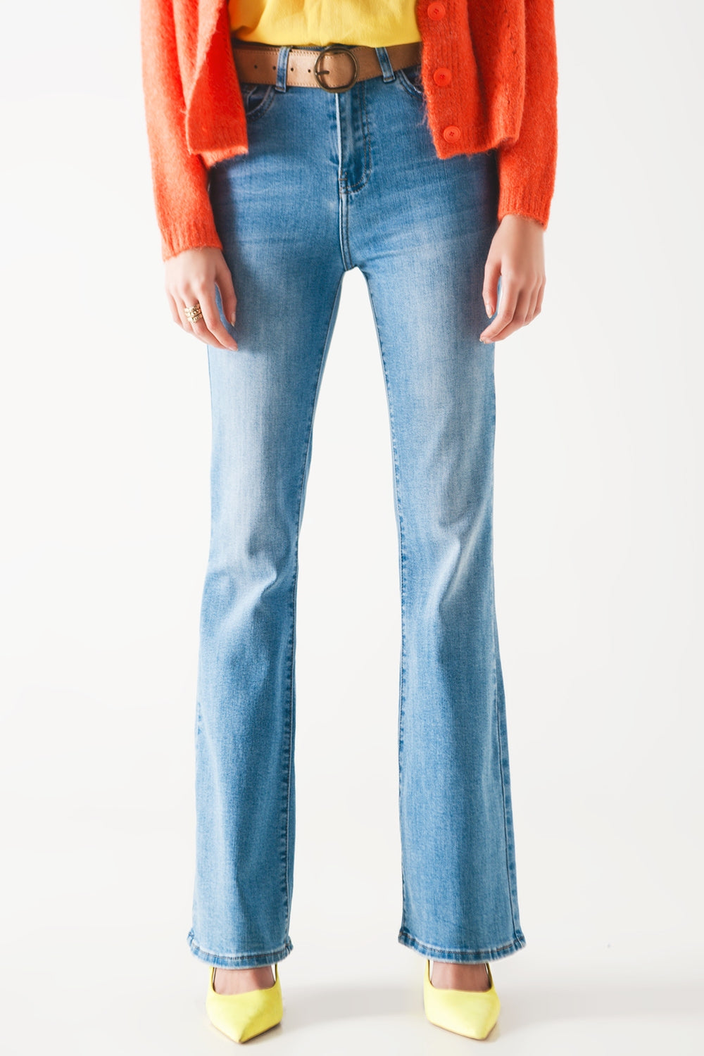 70s high flare jeans in light wash stretch - Jeans
