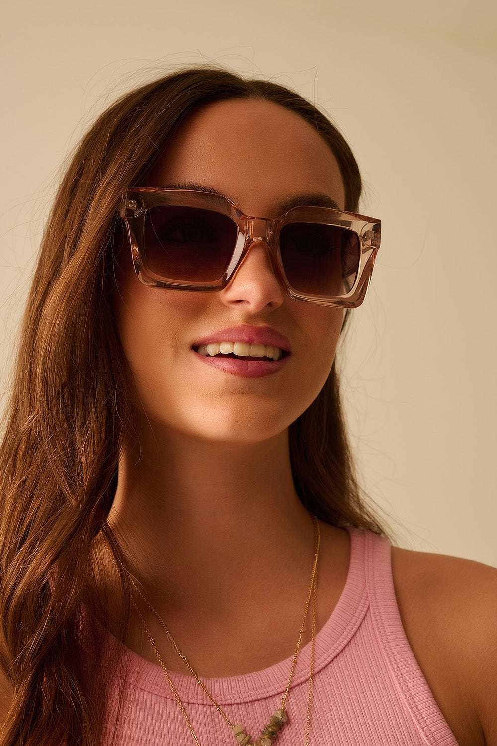 90s Squared Sunglasses in beige - Sunglasses