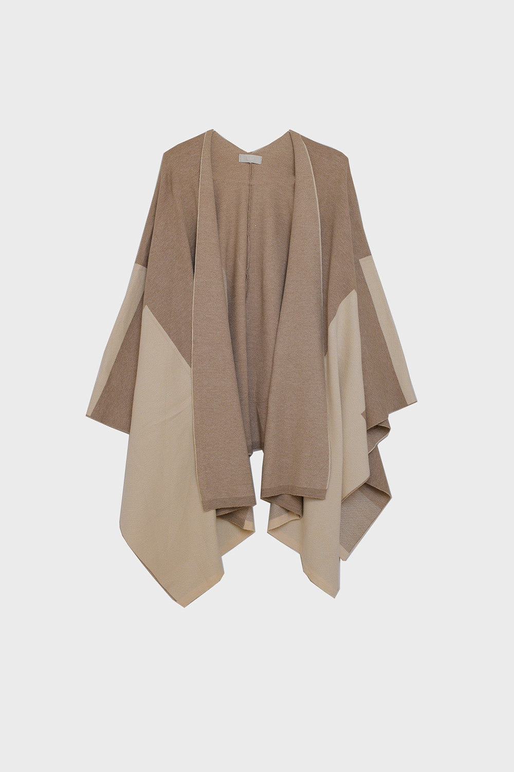 Asymmetrical poncho in light and dark brown - Ponchos