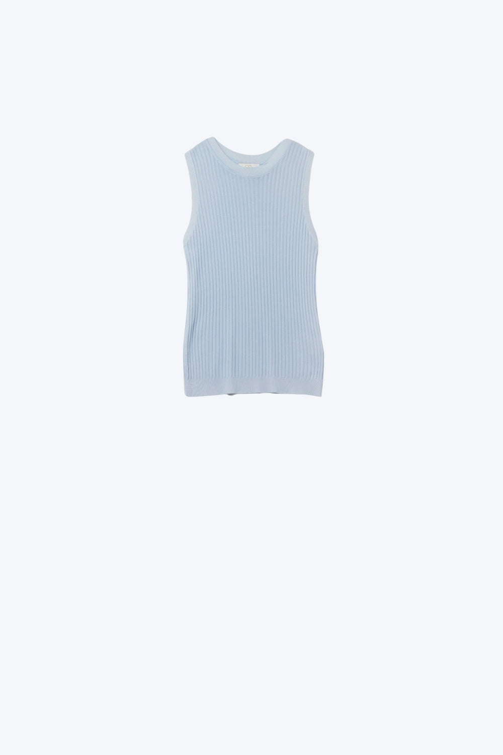 Baby Blue Sleeveless Ribbed knit Top - Sweaters