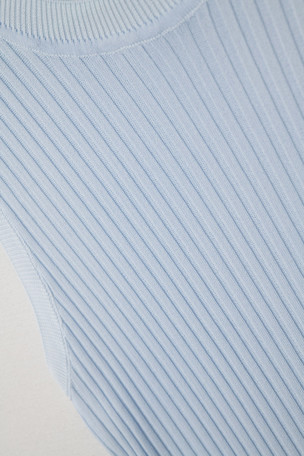 Baby Blue Sleeveless Ribbed knit Top - Sweaters