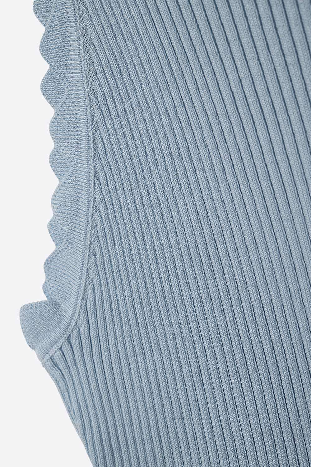 baby blue Tank Top with Ribbed Underarm Detail - Tops