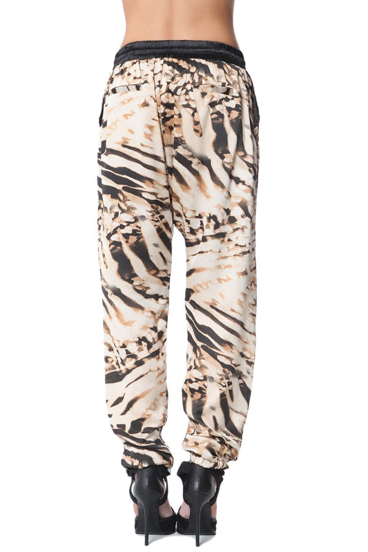 Baggy pants in brown animal print - Trousers