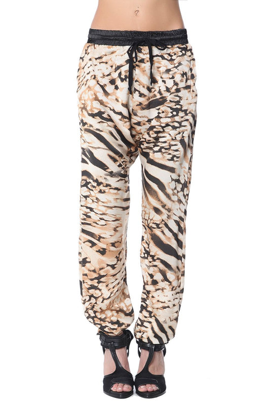 Baggy pants in brown animal print - Trousers