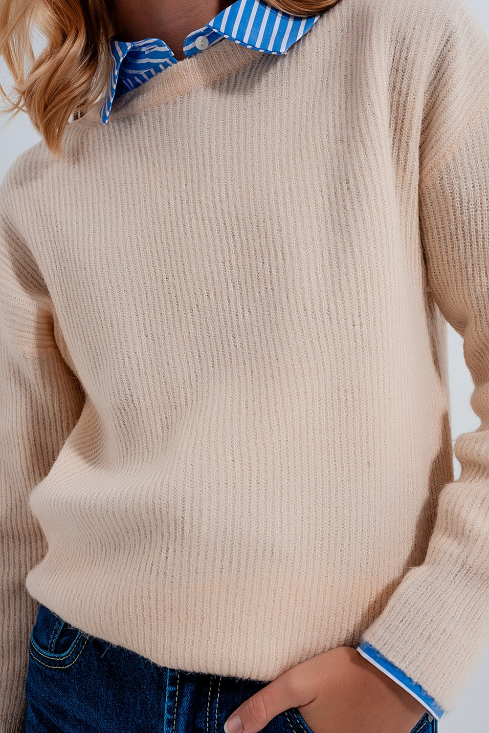 Beige crew neck jumper - Jumpers
