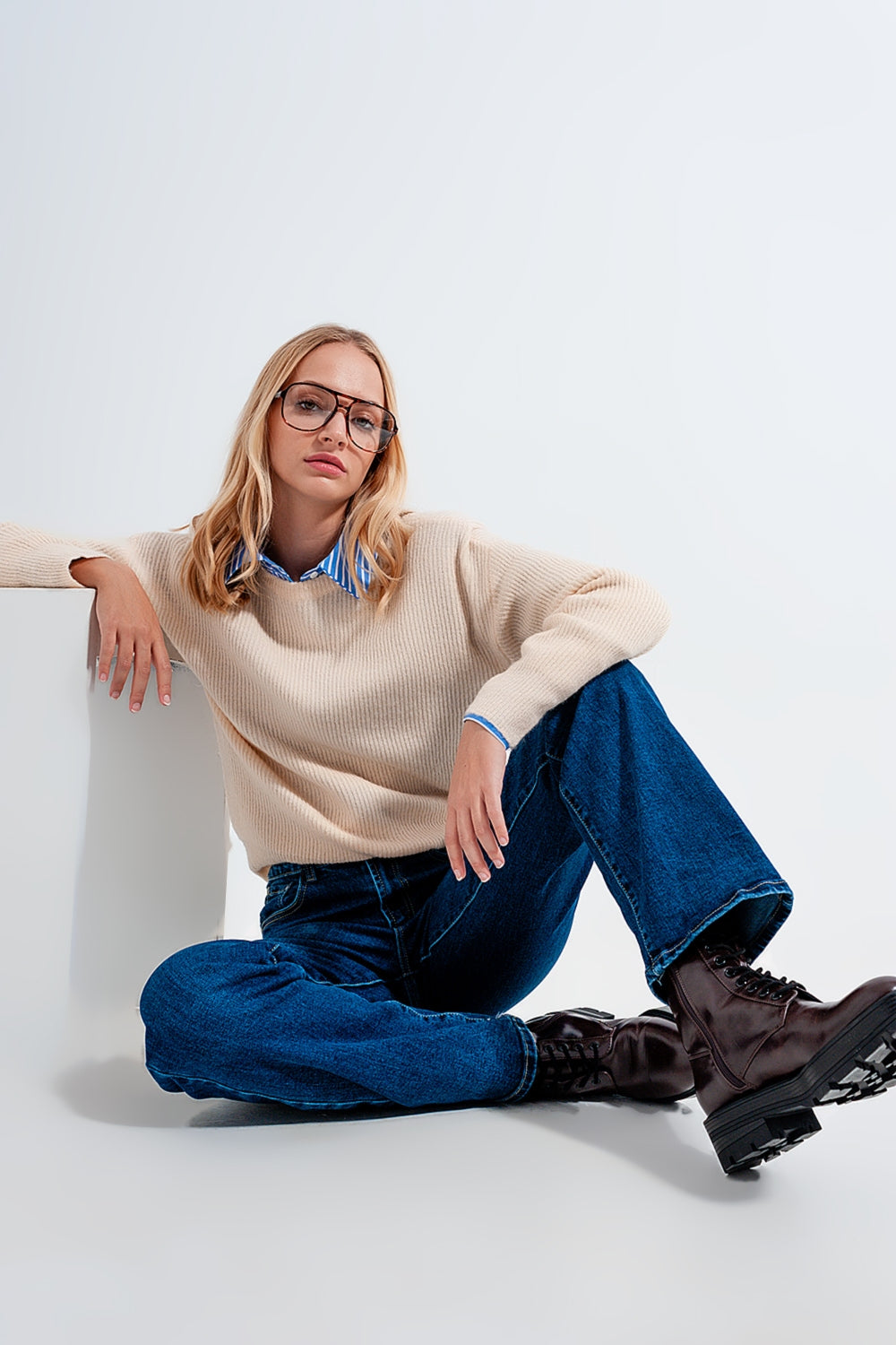 Beige crew neck jumper - Jumpers