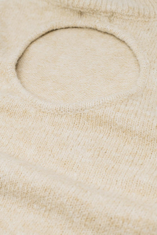 Beige jersey with long sleeves and open back detail - Tops