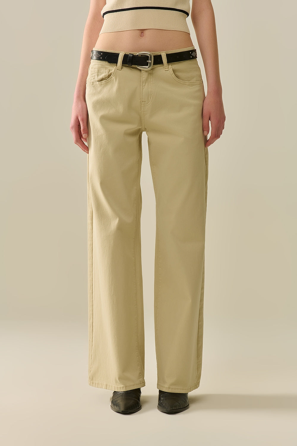 Beige Straight Pants wide leg - Jeans