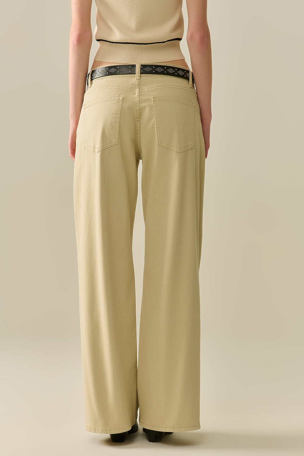 Beige Straight Pants wide leg - Jeans