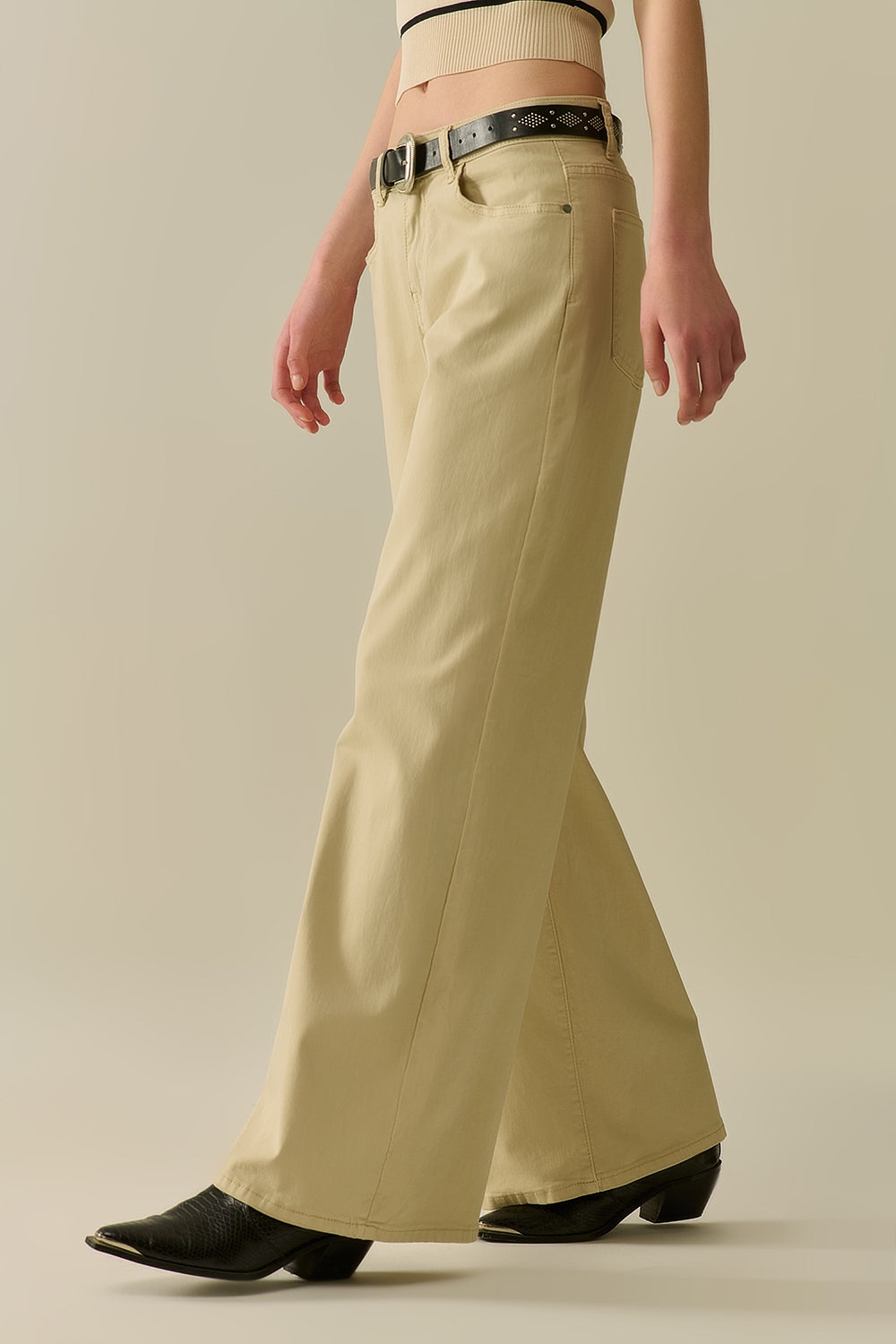 Beige Straight Pants wide leg - Jeans
