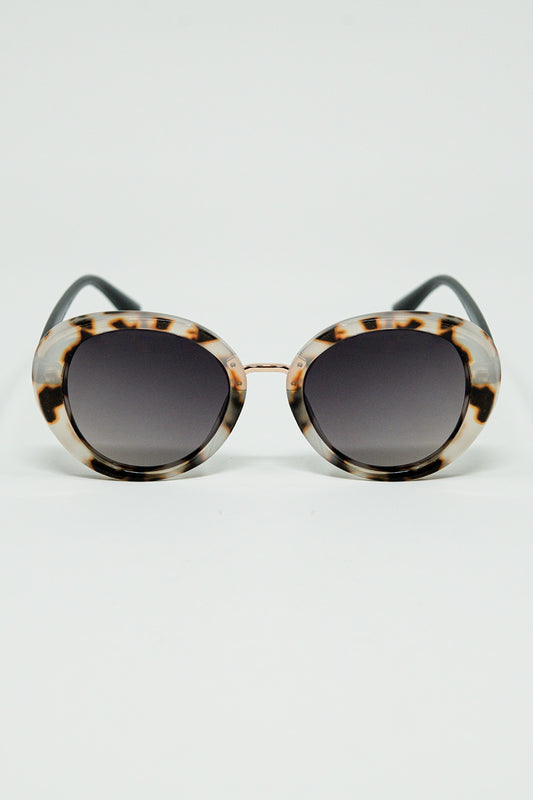 Beige Sunset Spot Oval Shaped Sunglasses - Sunglasses
