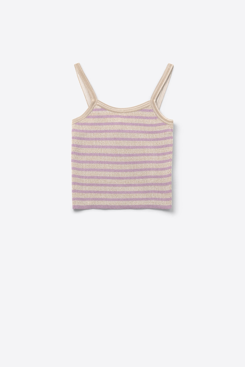 beige top with lilac stripes and straps - Tops