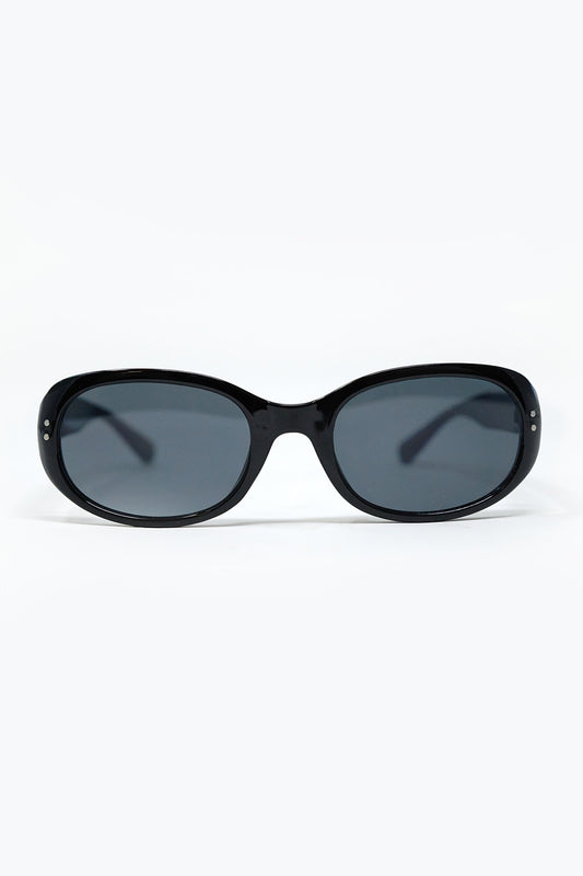 Black Acrylic Oval Oversized Sunglasses -