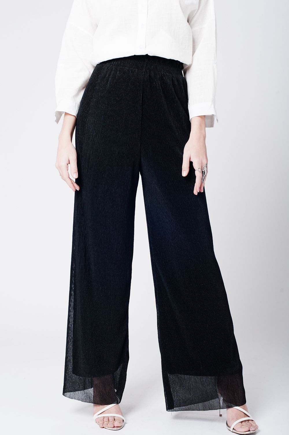 Black cheesecloth pants - Trousers