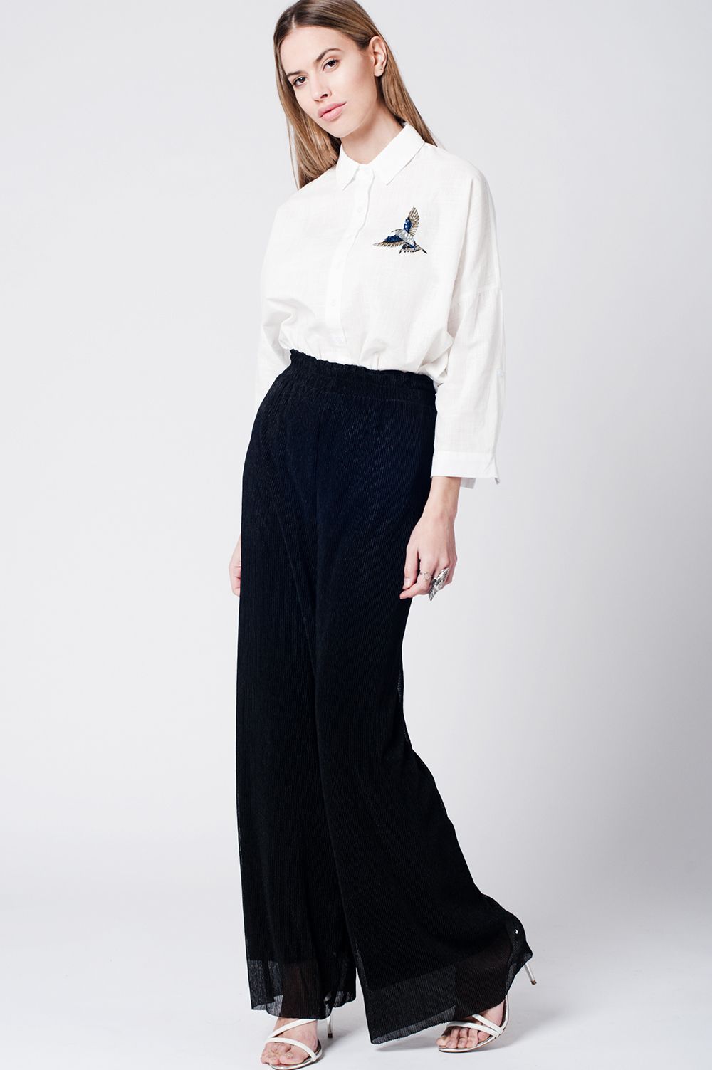 Black cheesecloth pants - Trousers