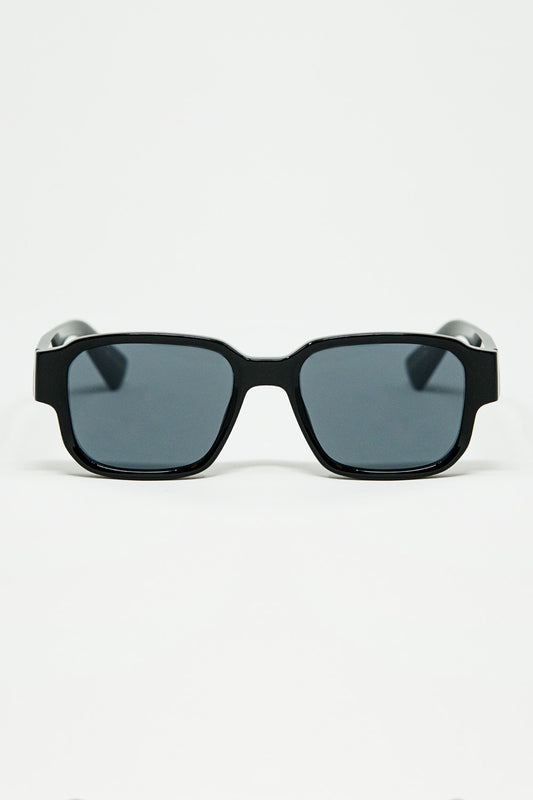Black Chunky Square Sunglasses In Crystal Grey - Sunglasses