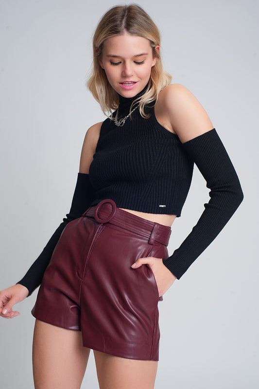 Black cut out rib sweater in fine knit - Jumpers