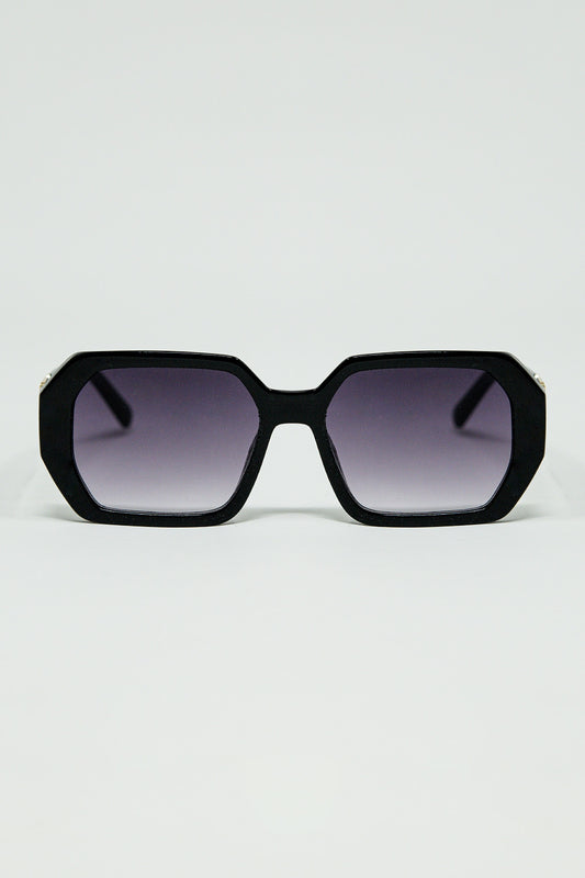 Black Diamond-Shaped Sunglasses and goldden detail - Sunglasses