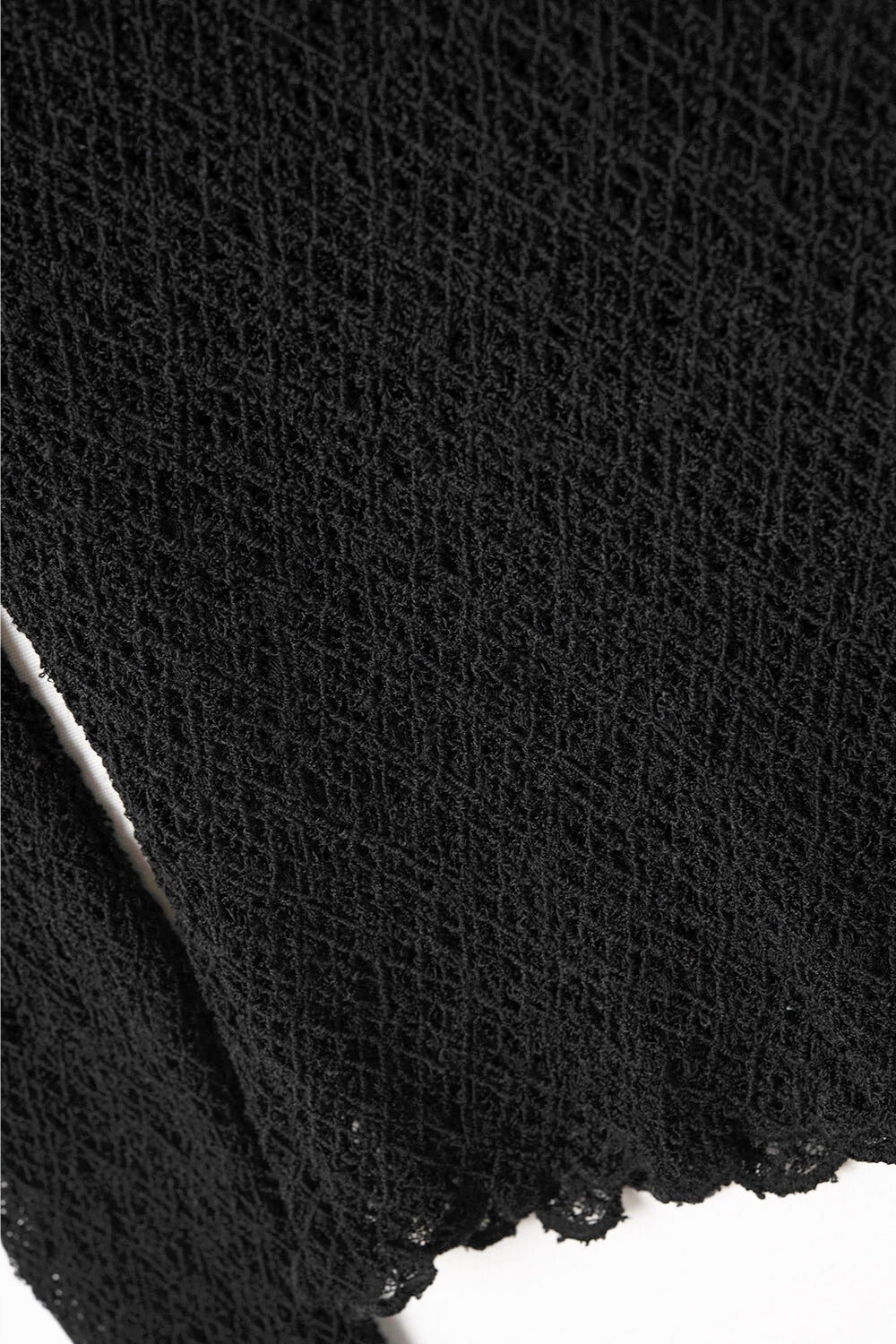 black flared long sleeve t-shirt in lace fabric - T-Shirts
