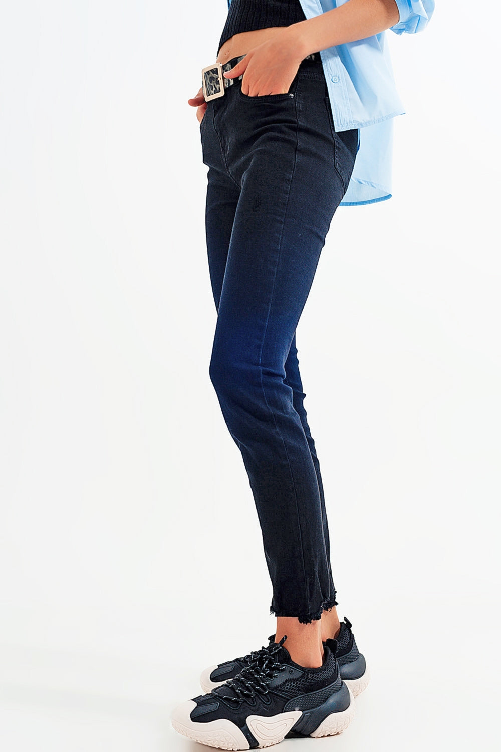 Black jagged hem skinny Stretch Jeans Q2 Jeans BoutiqueLua
