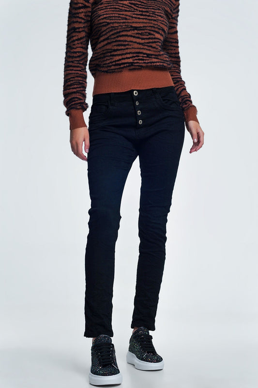 Black jeans with button closure - Jeans