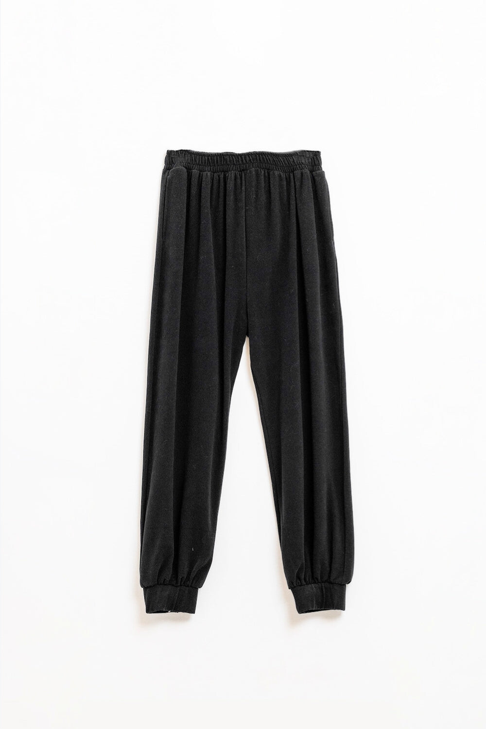 black jogger pants with elastic waist - Trousers