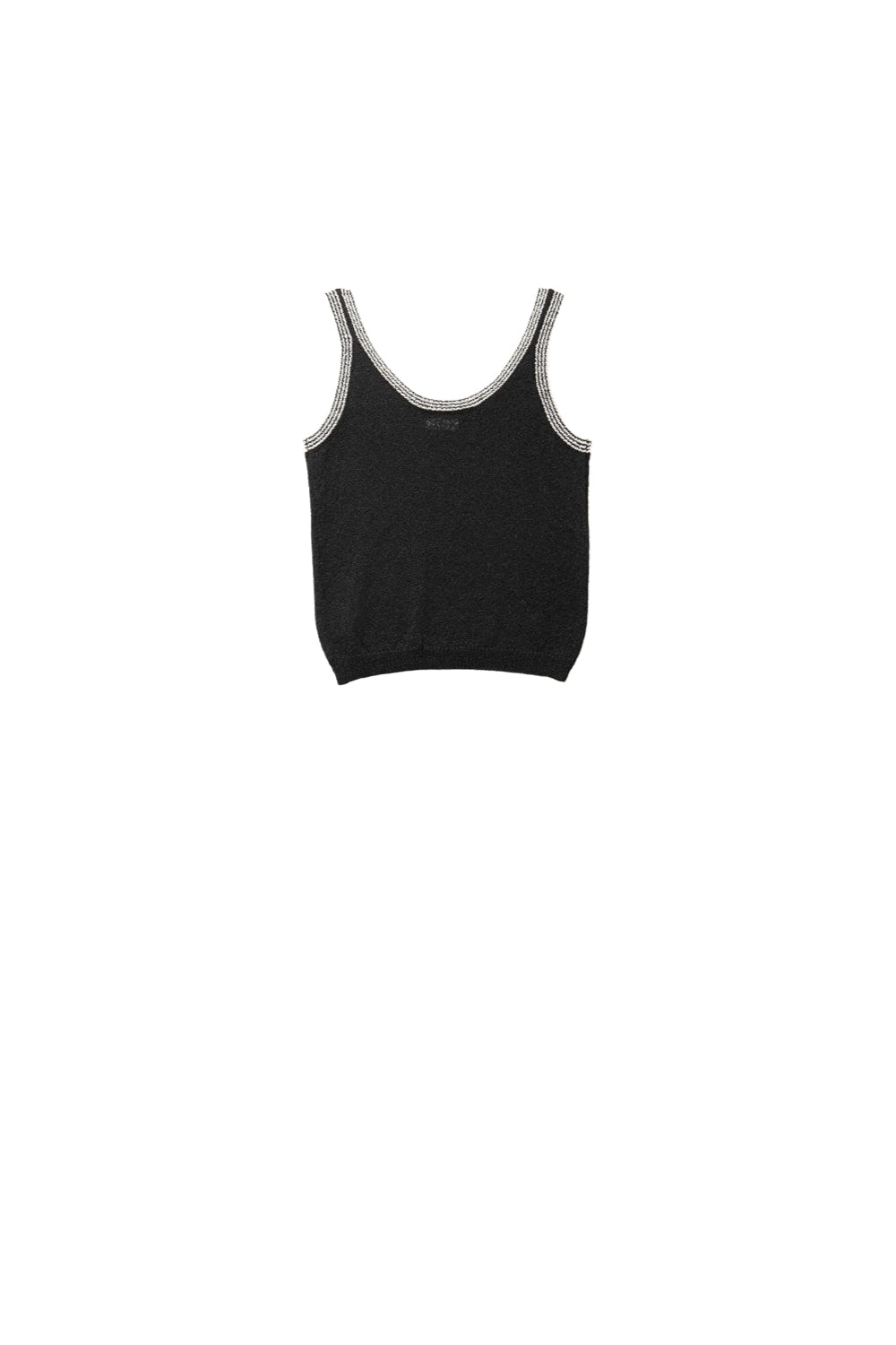 Black Knit Tank Top with White Trim - Tops