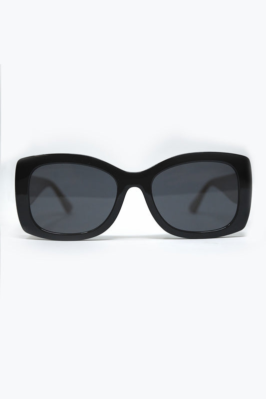 Black Oversized Oval Sunglasses in Acetate -