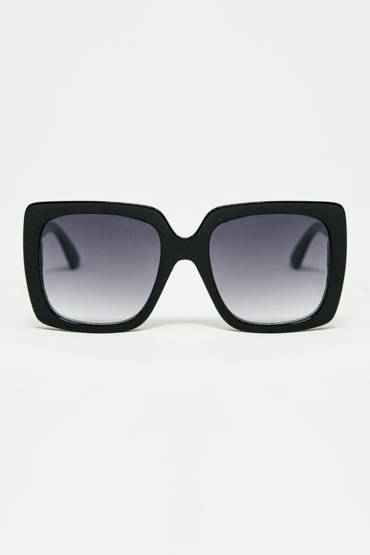 black Oversized square sunglasses with golden metallic detail - Sunglasses